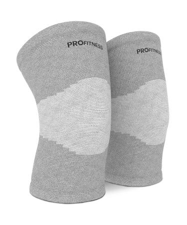ProFitness Bamboo Fabric Knee Sleeves (One Pair) Knee Support For Joint Pain & Arthritis Pain Relief   Effective Support for Running  Pain Management  Arthritis Pain  Post Surgery Recovery Medium Gray