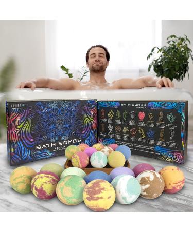 Bath Bombs for Men  Gift Set of 18 Scented Organic Handmade Bath Bombs of 2.5 oz with Natural Essential Oils. Perfect for Boyfriend  Husband  Father or Friend  by ZenseMe - Buy Online on GoSupps.com