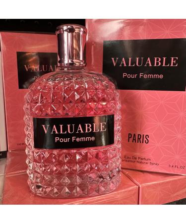 Valuable Pour Femme Paris Eau De Parfum Natural Spray 3.4 FL. OZ. pink Crystal Bottle
