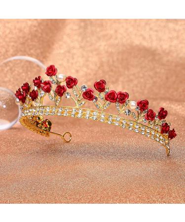 Lurrose Bridal Head Jewelry - Rose Design Wedding Hair Crown Rhinestone Tiara & Headdress for Girls - Pack of 1 - Buy Online on GoSupps.com