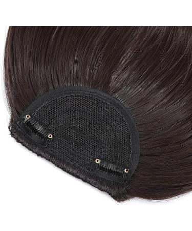 Dark Brown Clip In Bangs Hair Extensions - Thick Straight Fringe, 2 Clips, One Piece Neat Front Full Bangs for Women - Buy Online on GoSupps.com