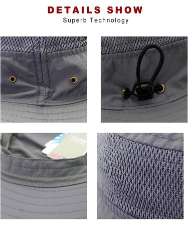 EONPOW Fishing Hat UPF50+ UV Protection Windproof Bucket Sun Hat, Dark Gray - Buy Online on GoSupps.com