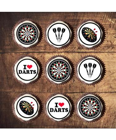 24 PRECUT Darts Cupcake Toppers Dart Theme Cake Decorations Edible Darts Birthday Decorations Dart Board Cake Topper Dartboard Cake Topper Darts Party Decorations - Buy Online on GoSupps.com