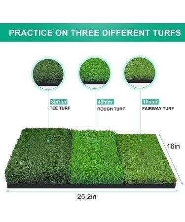 NEWCARE Golf Hitting Mat 3-in-1 Foldable Grass Mat - Practice Chipping, Swing Detection, Batting - Backyard Portable Mat for Driving & Putting - Golf Training Tri-Turf Mat - Buy Online on GoSupps.com