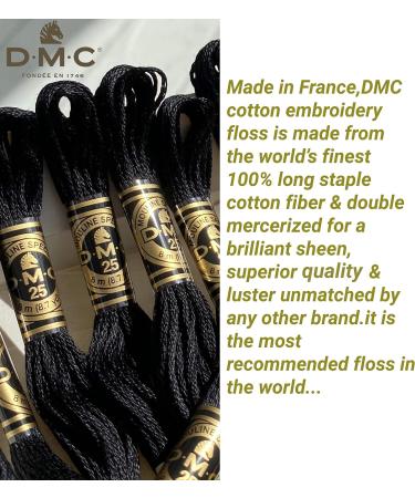 DMC Black Embroidery Floss 6 Strand Cotton Thread Bundle - 12/Pack with Bonus Skeins in Black Brown and Black Avocado, Includes DMC Cross Stitch Needles - Premium Black String/Yarn Set - Buy Online on GoSupps.com