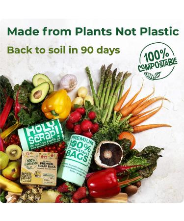 Holy Scrap! 13 Gallon Compostable Trash Bags - 100 Pack Kitchen, Bathroom, Yard Waste - Eco Friendly, Food Waste Compost Bags - 50 Count x 2 - Buy Online on GoSupps.com