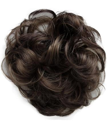 CAISHA Messy Scrunchie Bun Voluminous Wavy Hairpiece | Heat-Resistant Synthetic Fibres | Brown Mix #32AH12 - Buy Online on GoSupps.com