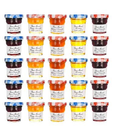 Bonne Maman Jam Assorted - 30 jelly jars x 1 ounce - 5 Apricot, 5 Orange, 5 Cherry, 5 Honey, 5 Grape, 5 Blueberry