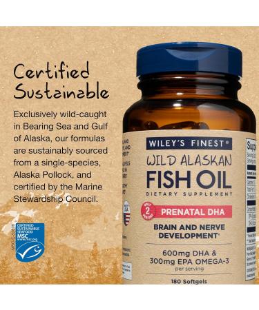 Buy Wiley's Finest Wild Alaskan Fish Oil Prenatal DHA 600mg - 180 Softgels for Optimal Fetal Health - Buy Online on GoSupps.com