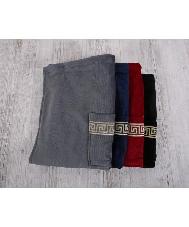 European-Made Men's Velour Body Wrap - Greek Key Style Gray for Bath, Shower, and Spa - Buy Online on GoSupps.com