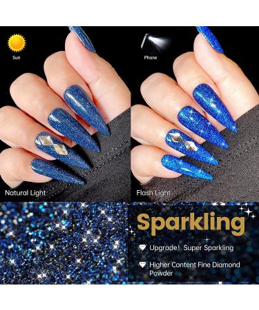 YTD Likomey Reflective Glitter Gel Nail Polish Set - Sapphire Blue & Pure Klein Blue Fashion Colors - Gold Combo Kit - Super Sparkly Diamond Disco DJ UV Top Coat - 2 Pcs (7.5ml each) - Buy Online on GoSupps.com