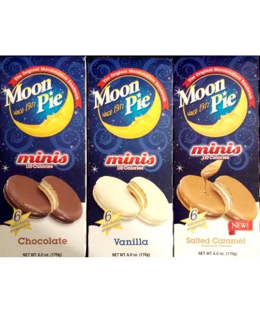 Moon Pie Minis 3 Pack Variety - (1 Chocolate - 1 Vanilla - 1 Salted Caramel)