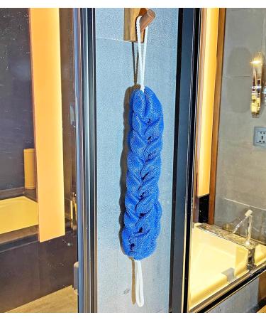Stretch Back Sponge with Rope Handles - 2-Pack Blue Mesh Exfoliating Body Scrub for Men and Women - Buy Online on GoSupps.com