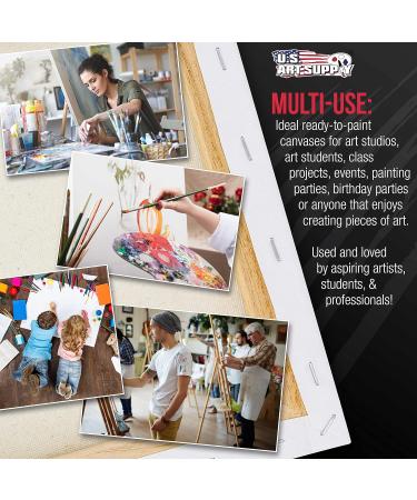 U.S. Art Supply 6x12 Gallery Depth Stretched Canvas 3-Pack - Triple Primed 100% Cotton for Acrylic Pouring Art - Buy Online on GoSupps.com