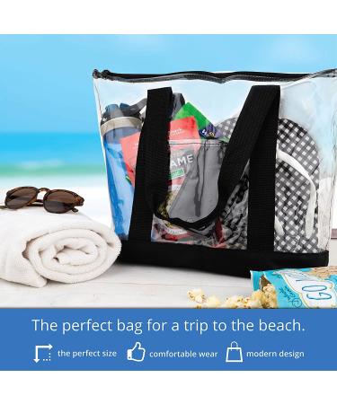 Clear Zipper Tote Bag - Stadium, Beach, and Work Approved - Black - Buy Online on GoSupps.com