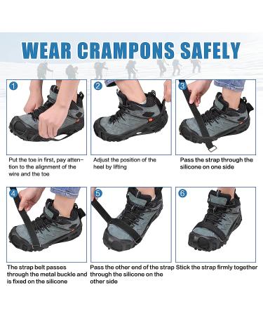 Snow Traction Cleats - Non-Slip Ice Cleats Crampon for Walking - Large Size with 24 Steel Spikes and Straps - Buy Online on GoSupps.com
