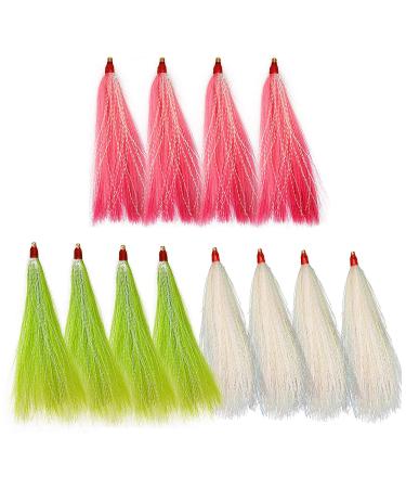 Fishing Bucktail Teaser Saltwater - 12pcs Bucktail Slide Teaser Kit for Fluke Rig Flounder Rig Saltwater Fishing Teasers Plugs 3 Colors