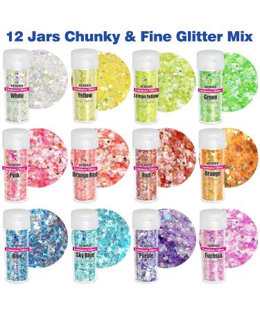 Buy Hemoer Fluorescent Glitter Set - 12 Iridescent Colors for Makeup Body Nails & Halloween DIY Crafts - International Shipping Available - Buy Online on GoSupps.com