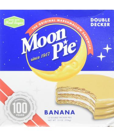 MoonPie Double Decker Banana Marshmallow Sandwich - 2oz, 12Count Box ( 72Count Total) | Double Layer Banana Covered Graham Cracker & Marshmallow Pie, 2.06 Pound (Pack of 6)