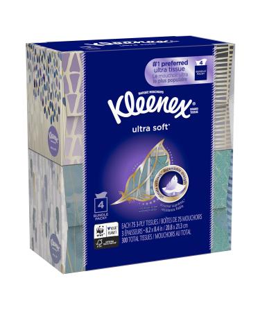 Kleenex Facial Tissue, Ultra Soft 75 Count (Pack of 4)