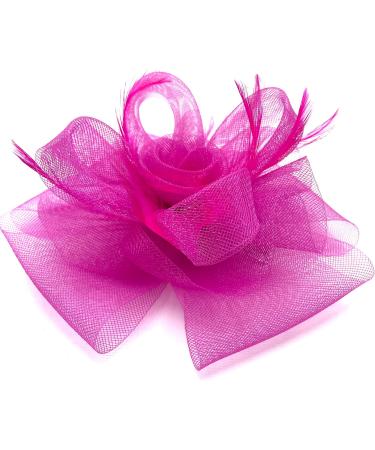 Ladies Feather Fascinator Headband/Clip for Weddings Races Royal Ascot Hair Piece (Hot Pink) - Buy Online on GoSupps.com