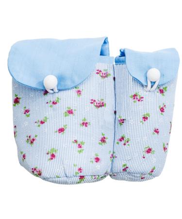 Cotton pad dispenser storage bag for cotton swabs cotton pads for the trip blue white flowers 12 x 14.5 cm button 100% cotton fair trade ringelsuse