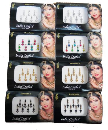 8 Packs- 56 Bindis Combo of Silver/Gold/Black/Multicolored Face Jewels Bollywood tika  - Buy Online on GoSupps.com