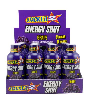 Stacker 2 Energy Shots Grape Flavor 2oz. Shots (24 Bottles)
