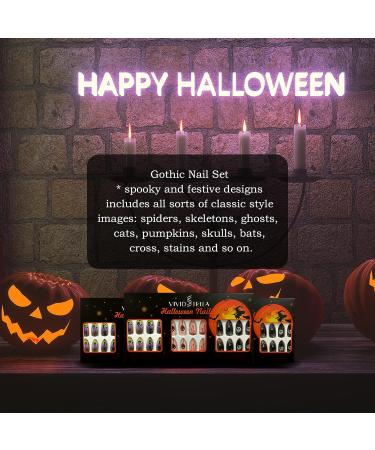 Vivid Stella Luminous Almond Tips - 72pcs Black Skull Nail Art for Halloween | Full Cover Spirit Fingernail Decor for Women - Buy Online on GoSupps.com