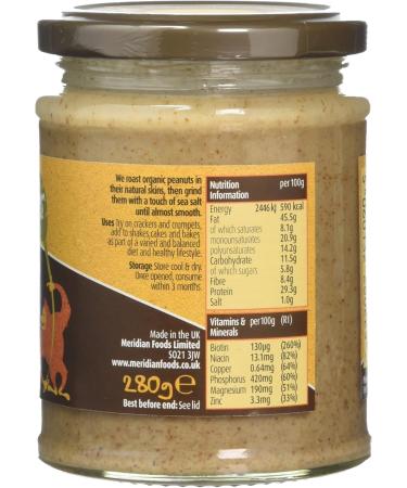 Meridian Organic Natural Smooth Peanut Butter 280g - Buy Online on GoSupps.com