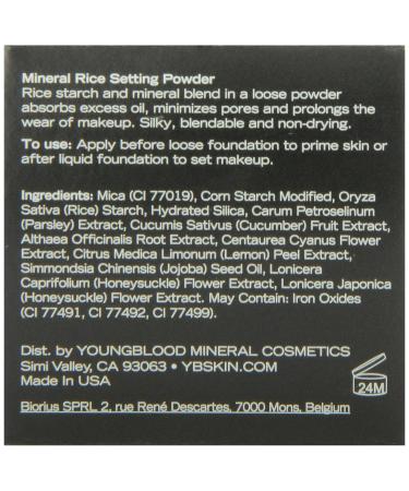Youngblood Clean Luxury Cosmetics Loose Mineral Rice Setting Powder - Medium (0.35 oz) | Vegan & Cruelty-Free Formula for Translucent, Matte, and Natural Acne-Prone Skin - Buy Online on GoSupps.com