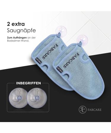 Fabcare Premium Peeling Glove & Sponge Set | Exfoliating Body & Face Gloves - 2 Pack with Suction Cups & eBook - Dermatest Rated - Buy Online on GoSupps.com
