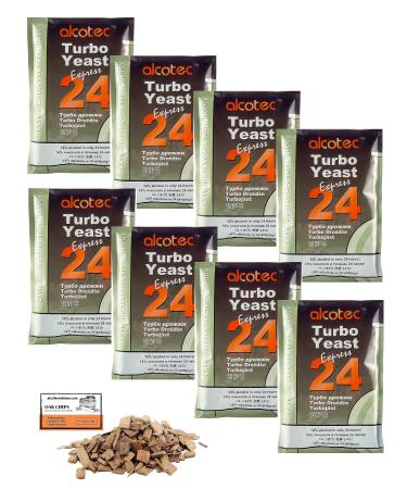 8 x Turbo Yeast - Alcotec Express 24-205g, Yeast for Sugar Fermentation, Distillers Yeast, Rapid Yeast, Liquor