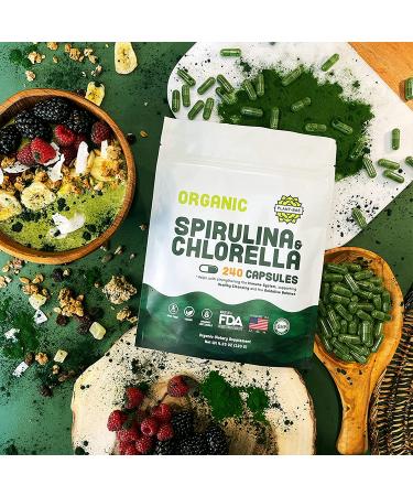 Spirulina and Chlorella Organic Detox Capsules - 240 Count Made in USA | Boost Energy & Antioxidants - Buy Online on GoSupps.com