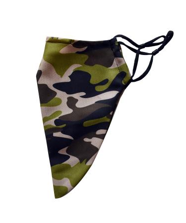 Men Large Beard Mask Face Mask for Bearded Men Reusable Face Mask With Room For Beard Washable Beard Mask for Men (Large Camouflage (Green))