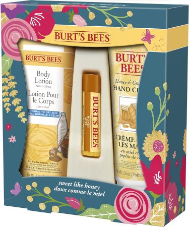 Burt's Bees Gifts 3 Skincare Products Sweet Like Honey Spring Set - Honey Lip Balm Milk and Honey Body Lotion & Honey Grapeseed Hand Cream - Buy Online on GoSupps.com