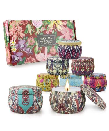 Yinuo Candle gifts for women fragrance candles gift set for women 8 * 5.56 oz soy wax aromatherapy candles for Mother's Day Christmas birthday Valentine's Day bathroom yoga 8-part retro set