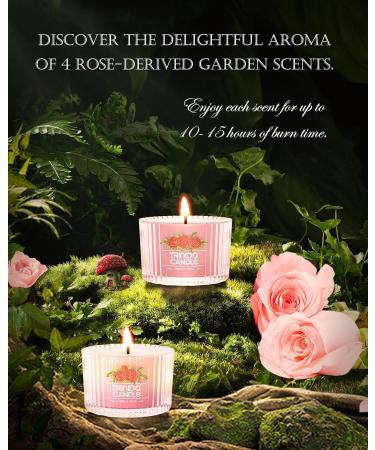 TRINIDa Rose Garden Collection Scented Candles Gift Set for Emotional Relaxation - 4 Pink Votive Candles - Buy Online on GoSupps.com
