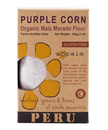 Zocalo Organic Purple Corn Flour for Baking and Cooking, 16 oz., Natural, Raw, Milled Wheat Alternative, Non-GMO and Gluten Free, Classic Peruvian Corn Meal