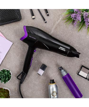 Nicky Clarke Lightweight Frizz Control Hair Dryer - 2200W DC Ionic, 2 Heat & Speed Settings, Cool Shot - Black/Purple - Buy Online on GoSupps.com