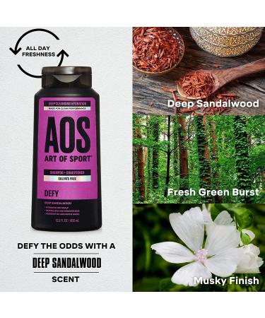 Art of Sport Men's 2-in-1 Shampoo and Conditioner - Sulfate-Free with Sandalwood Fragrance - 13.5 fl oz (Pack of 3) - Buy Online on GoSupps.com