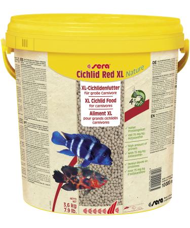 Sera Cichlid Red XL Nature 10 L (3.6 kg) - main feed for larger carnivore cichlids feed for Malawi & Tanganjika 10 l (1 Pack) XL granules single