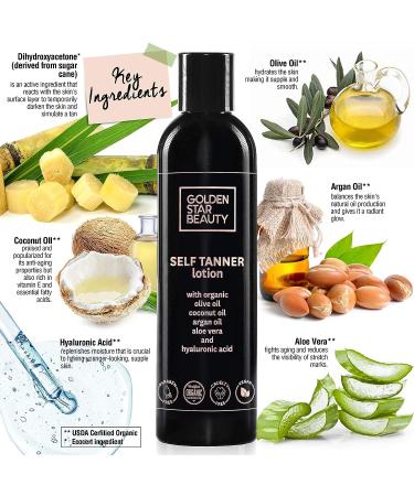 Organic Self Tanner Lotion with Hyaluronic Acid - Light to Medium Tan | 8.0 fl.oz - Buy Online on GoSupps.com