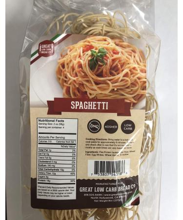 Low Carb Pasta, Keto Pasta, Great Low Carb Bread Company, Non GMO, Spaghetti Pasta 8 oz. 8 Ounce (Pack of 1)