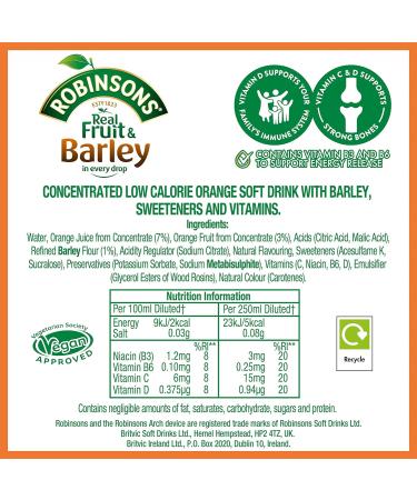 Robinsons Orange Barley Water Fruit Drink 850ml Bottle - Pack of 1 - Buy Online on GoSupps.com