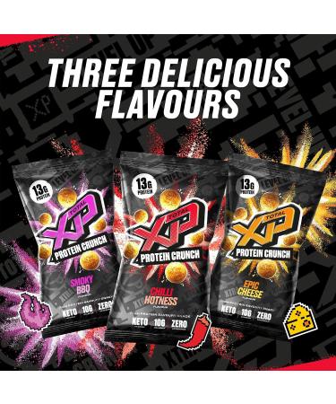 TOTAL XP Protein Crunch - Chilli Hotness 12 Pack: High Protein Snacks, Vegetarian, Low Carb, Keto Friendly, Gluten Free, Palm Oil Free - 13g Protein per Serving (12 x 24g) - Buy Online on GoSupps.com