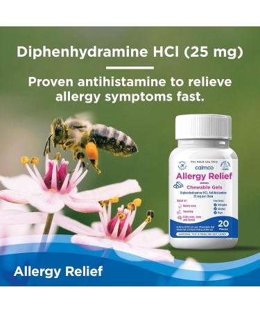 CalmCo Adult Allergy Relief with Diphenhydramine HCl 25 mg - Chewable Antihistamine for Sneezing Runny Nose & Itchy Eyes Nighttime Allergy Medicine for Ages 12+ Fantasy Fruit Flavor 20 Count - Buy Online on GoSupps.com