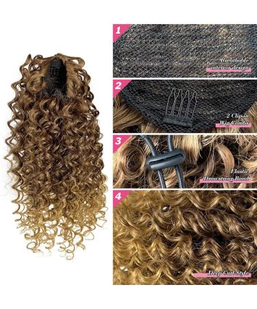 Deep Curly Drawstring Ponytail Extension for Black Women Afro Kinky Curly Pony Tail Hair Piece Synthetic Hair Extensions With 2 Clips 14 Inches (T33/27) 14 inches T33/27# - Buy Online on GoSupps.com