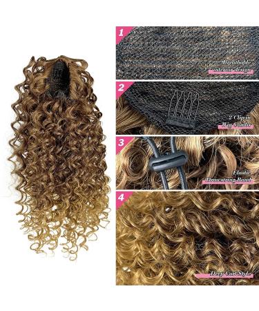 14 Deep Curly Drawstring Ponytail Extension for Black Women - Afro Kinky Curly Synthetic Hair Piece with Clips | T33/27 Ombre Blonde | 14 Inch - Buy Online on GoSupps.com