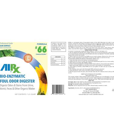 Airx RX 66 Bio-Enzymatic Foul Odor Digester - 1 Quart Bottle | International Shipping - Buy Online on GoSupps.com